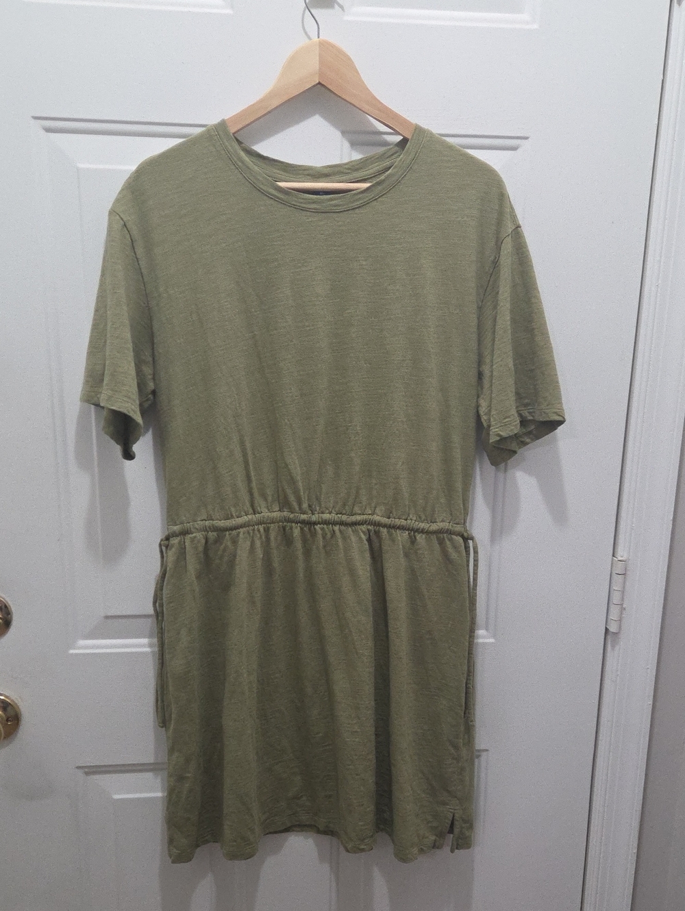 Old Navy Olive Green Tee Dress with Drawstring Waist XL